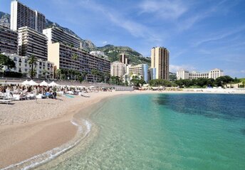France, Larvotto beach, clear water