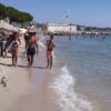 France, French Riviera, Juan les Pins beach, water edge