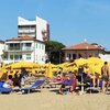 Italy, Veneto, Lido di Jesolo beach, view from water